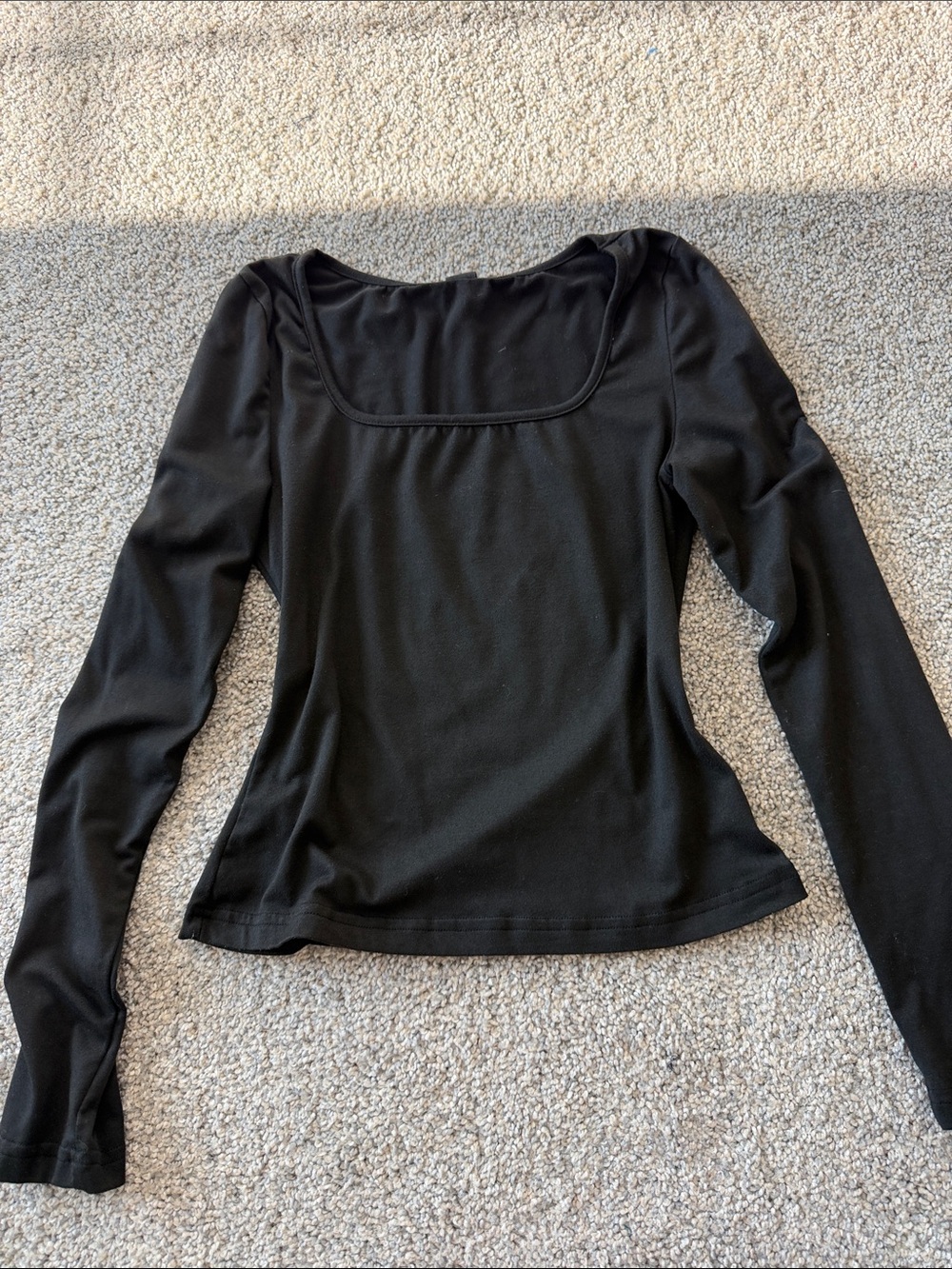 Black Long-Sleeve Square Neck Women’s Top